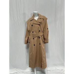Zimmermann Belted Pleated Beige Cotton Cotton-Blend Twill Trench Coat Size 3